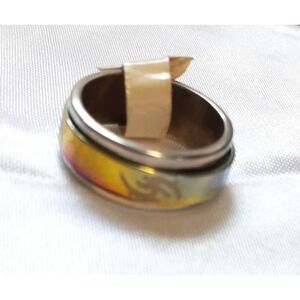 New Tag Dolphin Spinner Fidget Stress Ring Size 6 Rainbow Stainless Steel Band